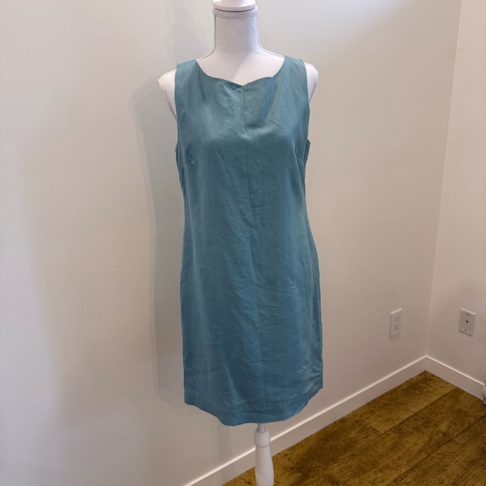 Vintage Kikit 100% Linen 90s Minimalist Tailored Summer Slip Dress size 10